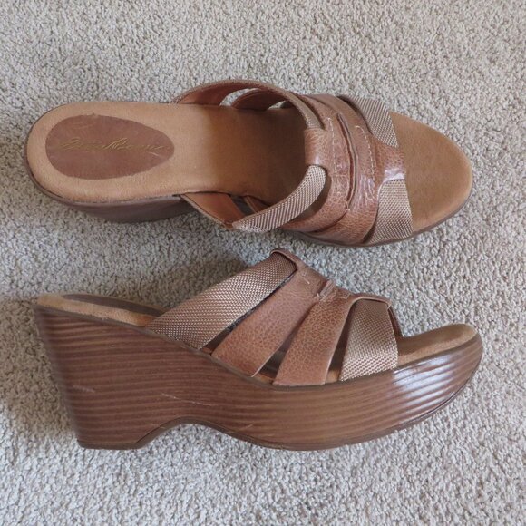 Eddie bauer womens wedge slide sandals size 9.5 brown open back platfrom EB002-2 - Picture 1 of 11
